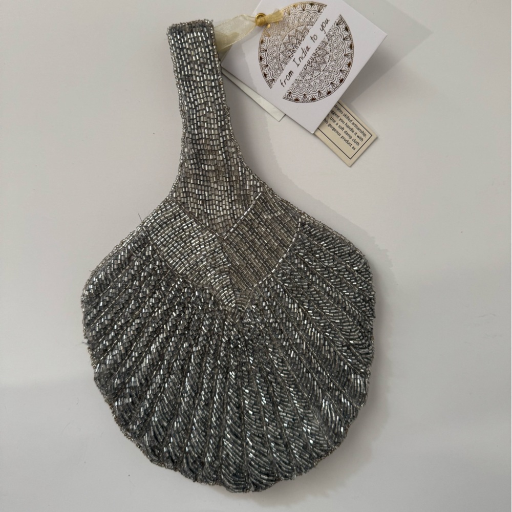 Viral beaded bag Glamorous Silver Wristlet Clutch